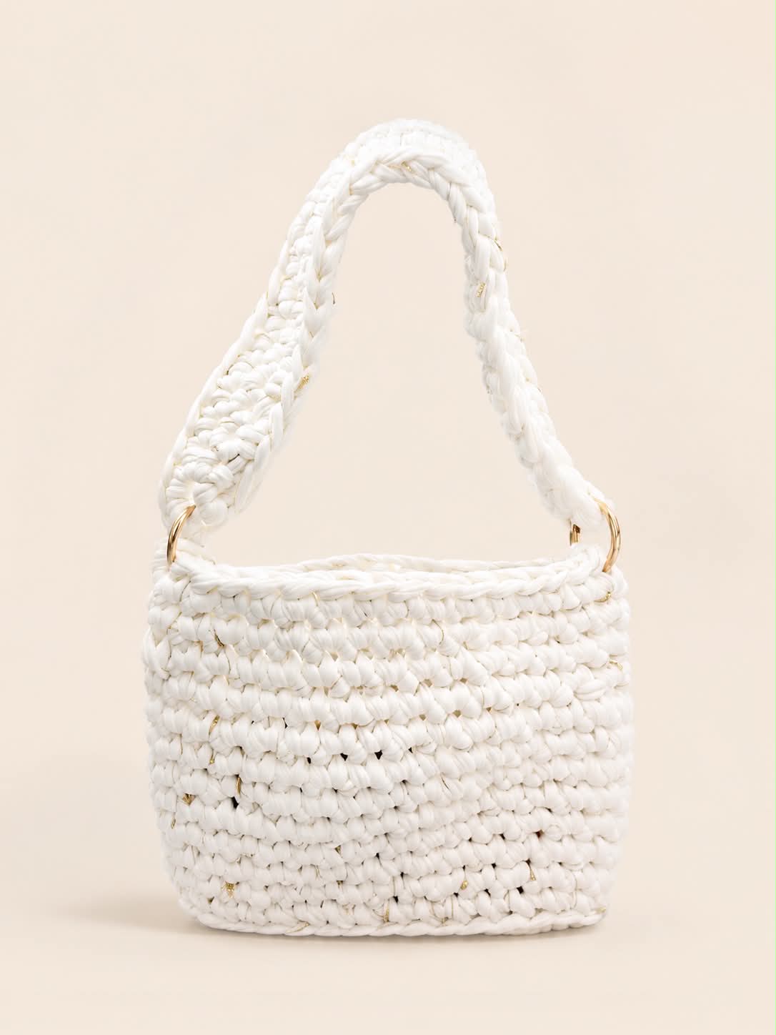 Sac blanc avec liseret doré
